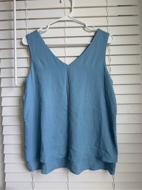 Ann Taylor Light Blue V-Neck Double-Layer Camisole